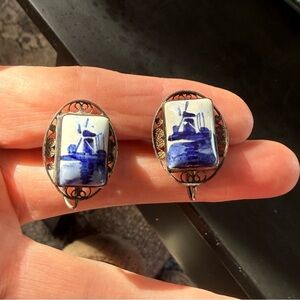 Blue and White Porcelain Earrings